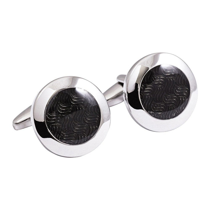 Jos Von Arx Cufflinks Silver and Black Textured Cufflinks