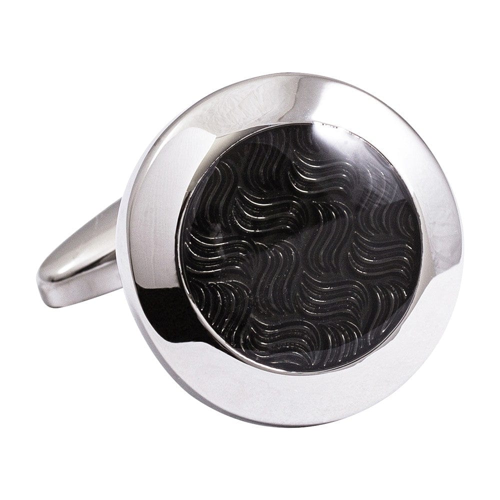 Jos Von Arx Cufflinks Silver and Black Textured Cufflinks