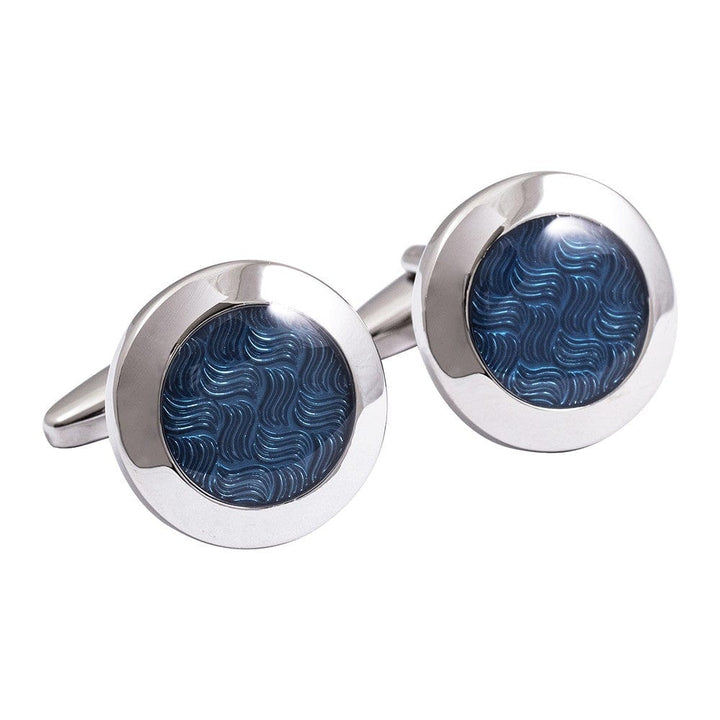 Jos Von Arx Cufflinks Silver and Blue Textured Cufflinks