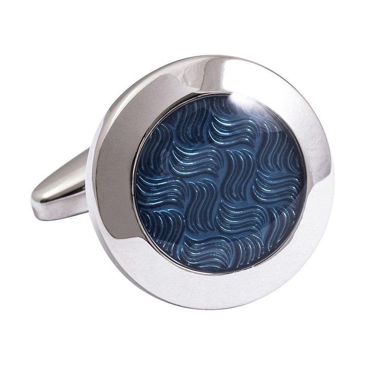 Jos Von Arx Cufflinks Silver and Blue Textured Cufflinks