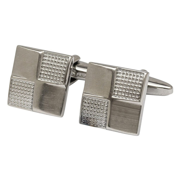 Jos Von Arx Cufflinks Silver Chequer Square Cufflinks