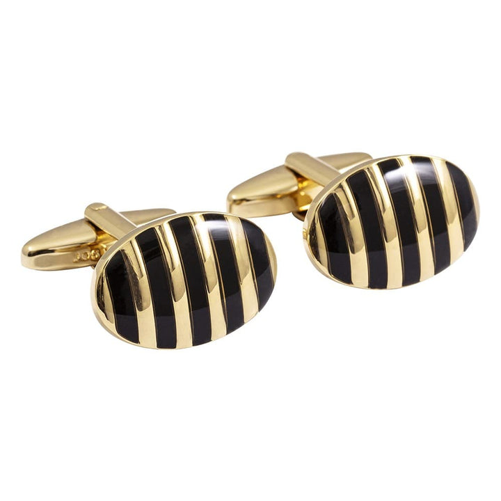 Jos Von Arx Cufflinks Striped Cufflinks Gold and Black Stripes