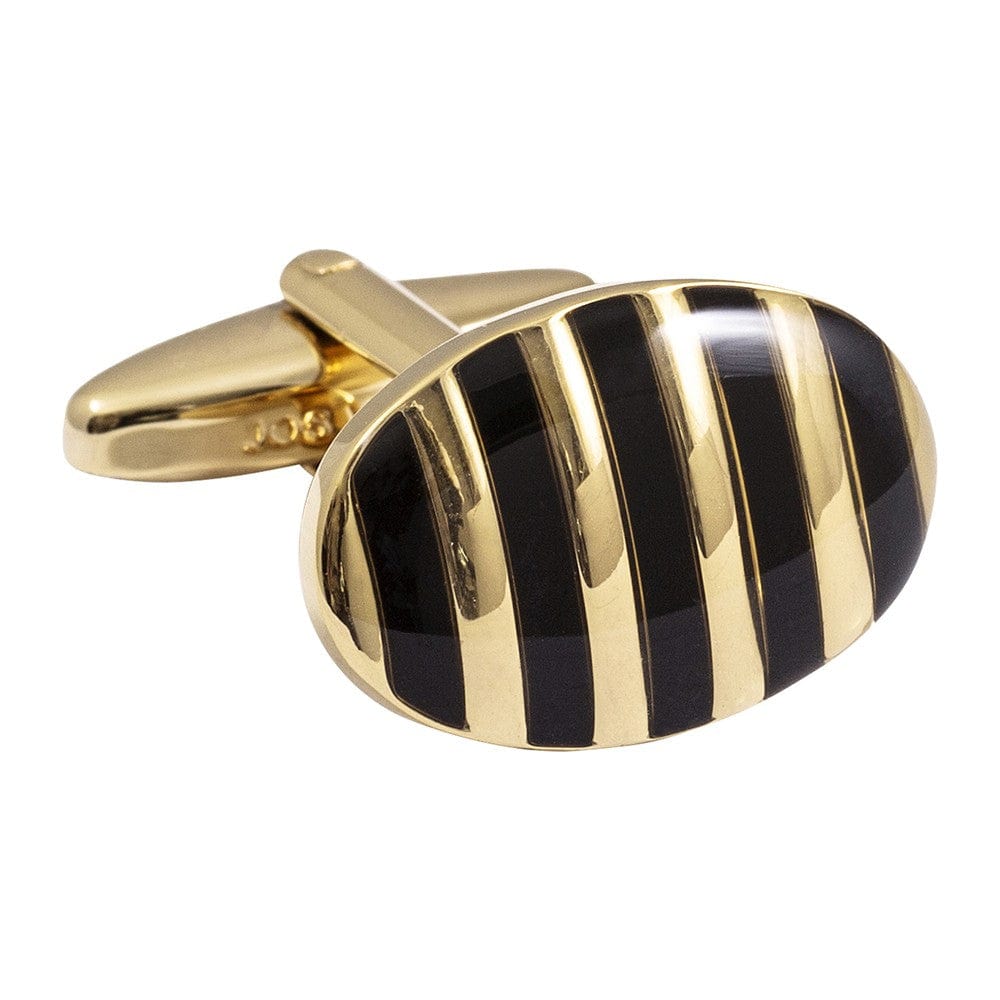 Jos Von Arx Cufflinks Striped Cufflinks Gold and Black Stripes