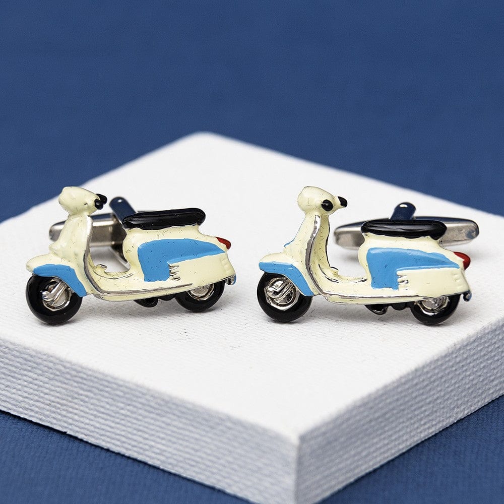 Mag Mouch & Sophos Cufflinks 1967 Blue Lambretta Scooter Cufflinks