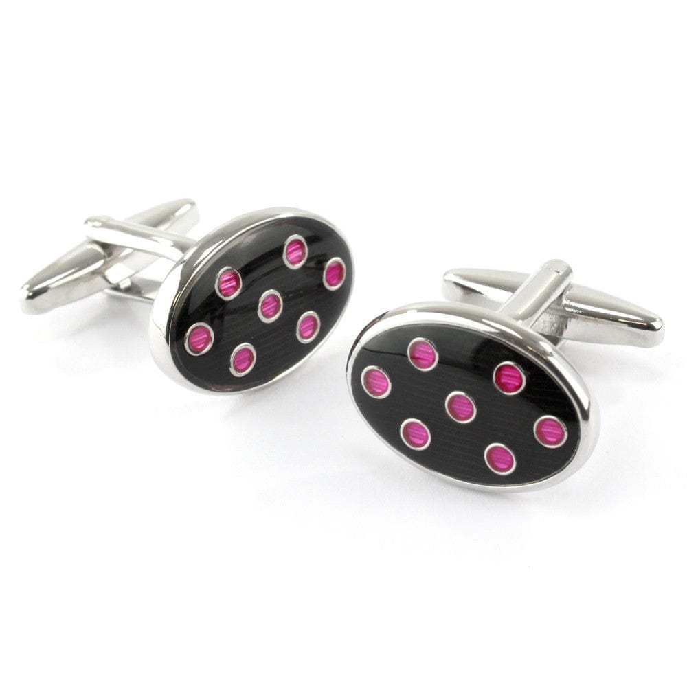 Mag Mouch & Sophos Cufflinks Black and Pink Spot Cufflinks