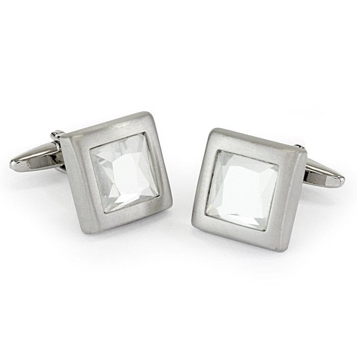 Mag Mouch & Sophos Cufflinks Brushed Rhodium and Crystal Cufflinks