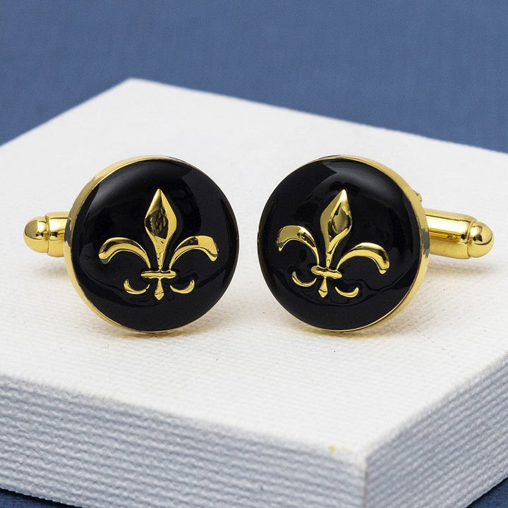 Mag Mouch & Sophos Cufflinks Fleur-De-Lis Cufflinks - Black and Gold