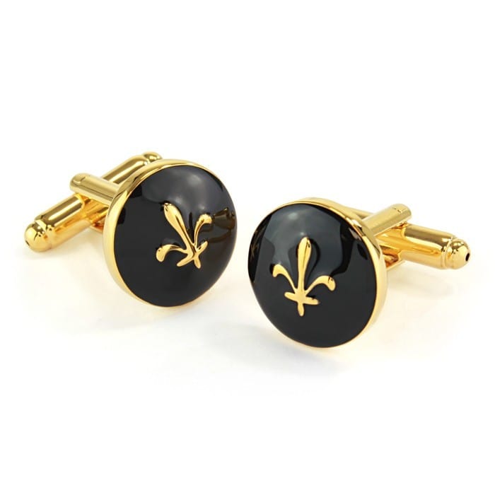 Mag Mouch & Sophos Cufflinks Fleur-De-Lis Cufflinks - Black and Gold