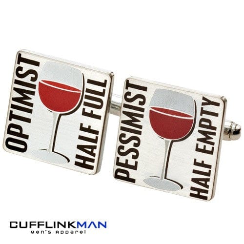 Mag Mouch & Sophos Cufflinks Half Full/Half Empty Optimist/Pessimist Cufflinks