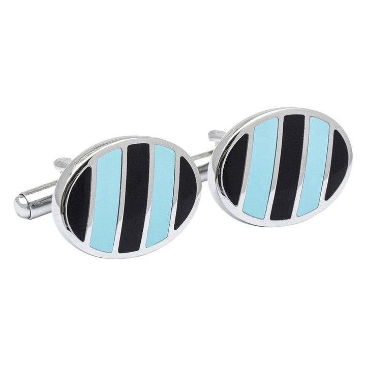 Mag Mouch & Sophos Cufflinks Navy and Sky Stripes Cufflinks