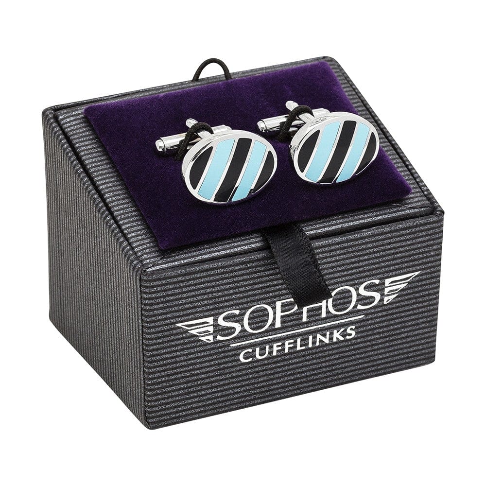 Mag Mouch & Sophos Cufflinks Navy and Sky Stripes Cufflinks