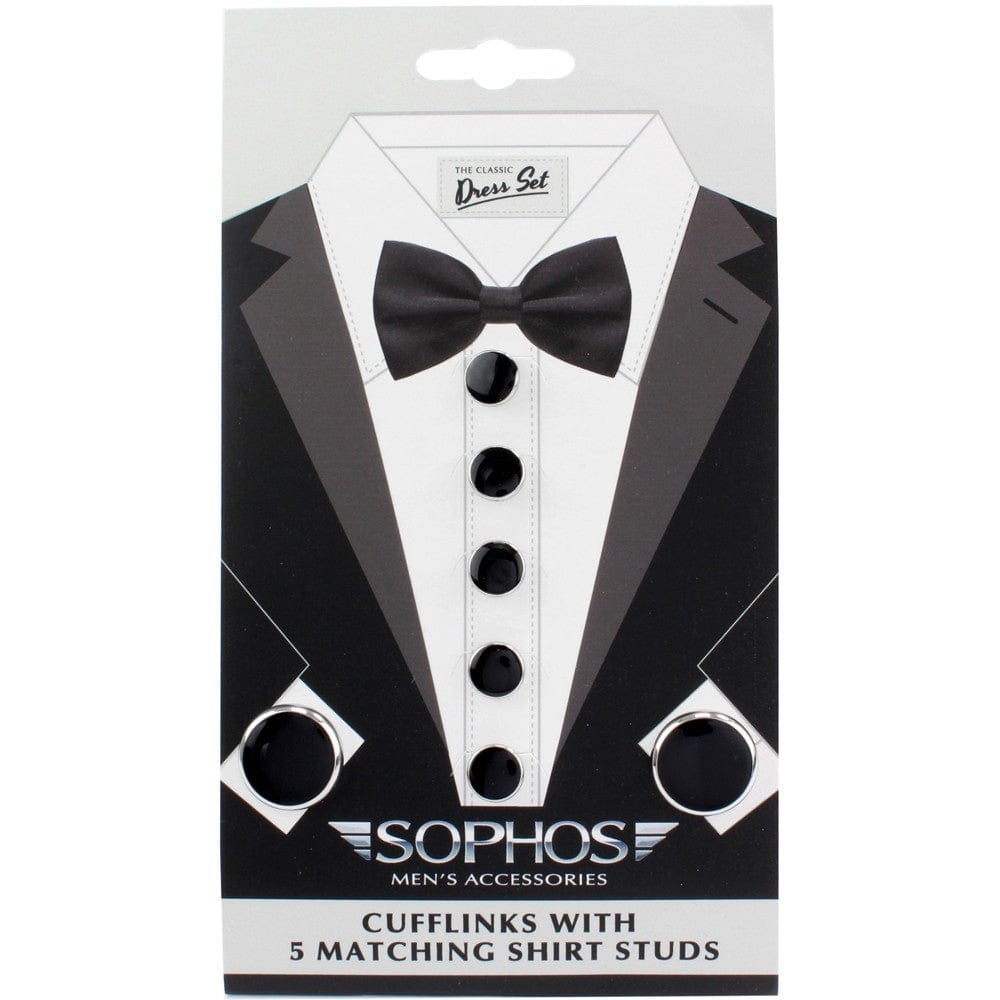 Mag Mouch & Sophos Cufflinks Sets Black Cufflinks and Dress Shirt Studs Set