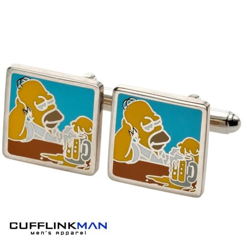 Mag Mouch & Sophos Cufflinks Simpsons Homer Relaxing with Beer Cufflinks