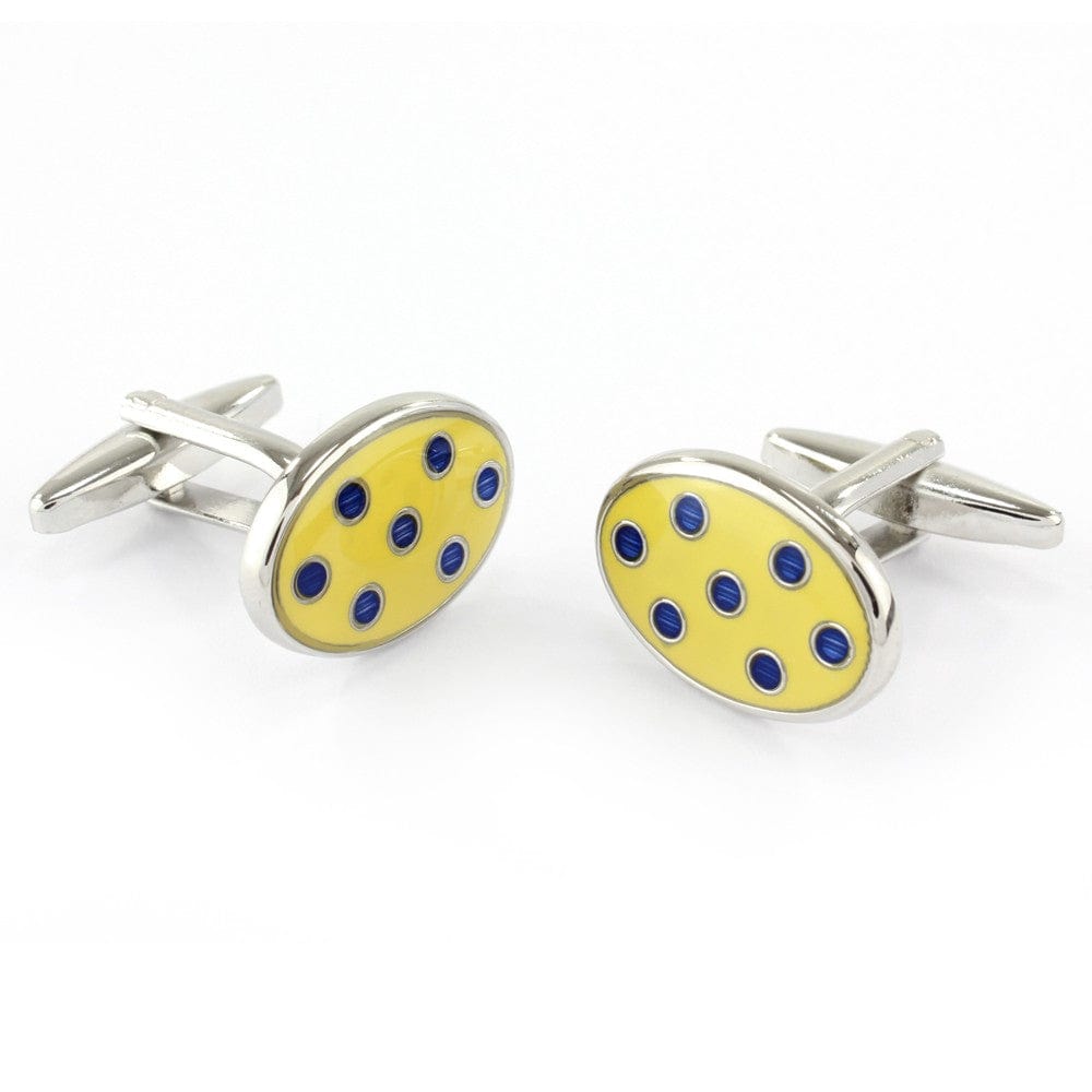 Mag Mouch & Sophos Cufflinks Yellow and Navy Spot Cufflinks