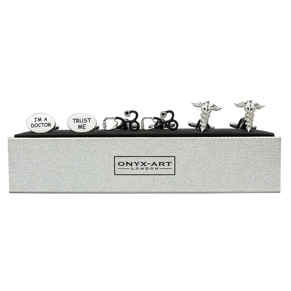 Onyx-Art London Cufflinks Doctor Cufflinks 3 Pairs Gift Set