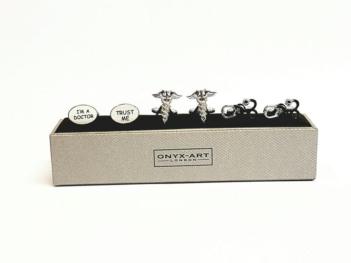 Onyx-Art London Cufflinks Doctor Cufflinks 3 Pairs Gift Set