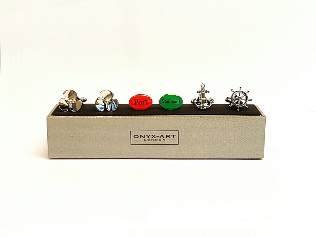 Onyx-Art London Cufflinks Nautical Cufflinks 3 Pairs Gift Set