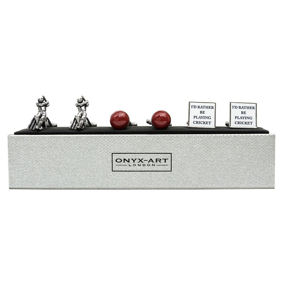 Onyx-Art London Cufflinks Sets Cricket Cufflinks 3 Pairs Gift Set