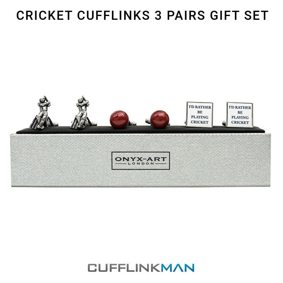 Onyx-Art London Cufflinks Sets Cricket Cufflinks 3 Pairs Gift Set