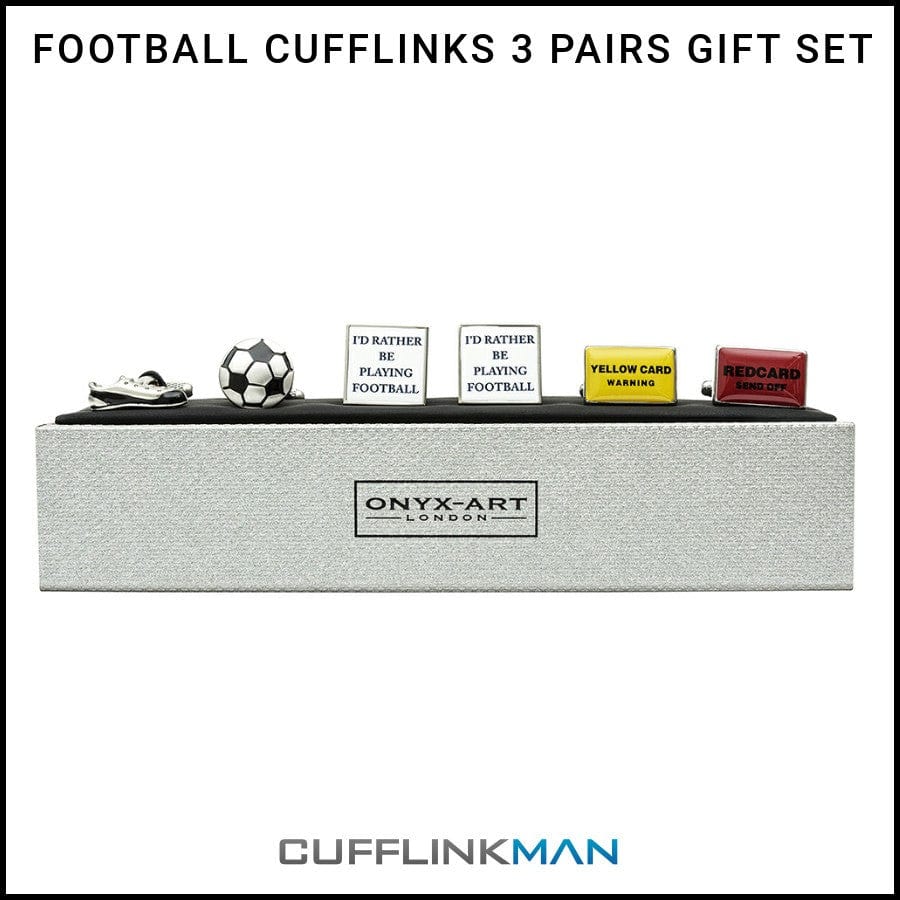 Onyx-Art London Cufflinks Sets Football Cufflinks 3 Pairs Gift Set