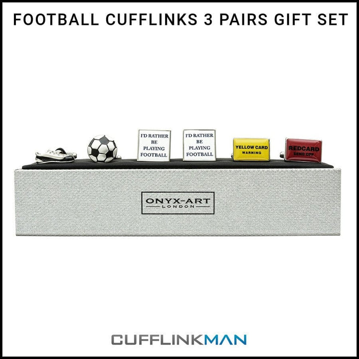 Onyx-Art London Cufflinks Sets Football Cufflinks 3 Pairs Gift Set