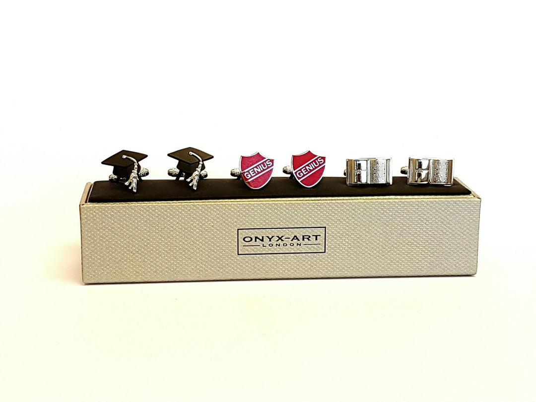 Onyx-Art London Cufflinks Sets Graduation Cufflinks 3 Pairs Gift Set