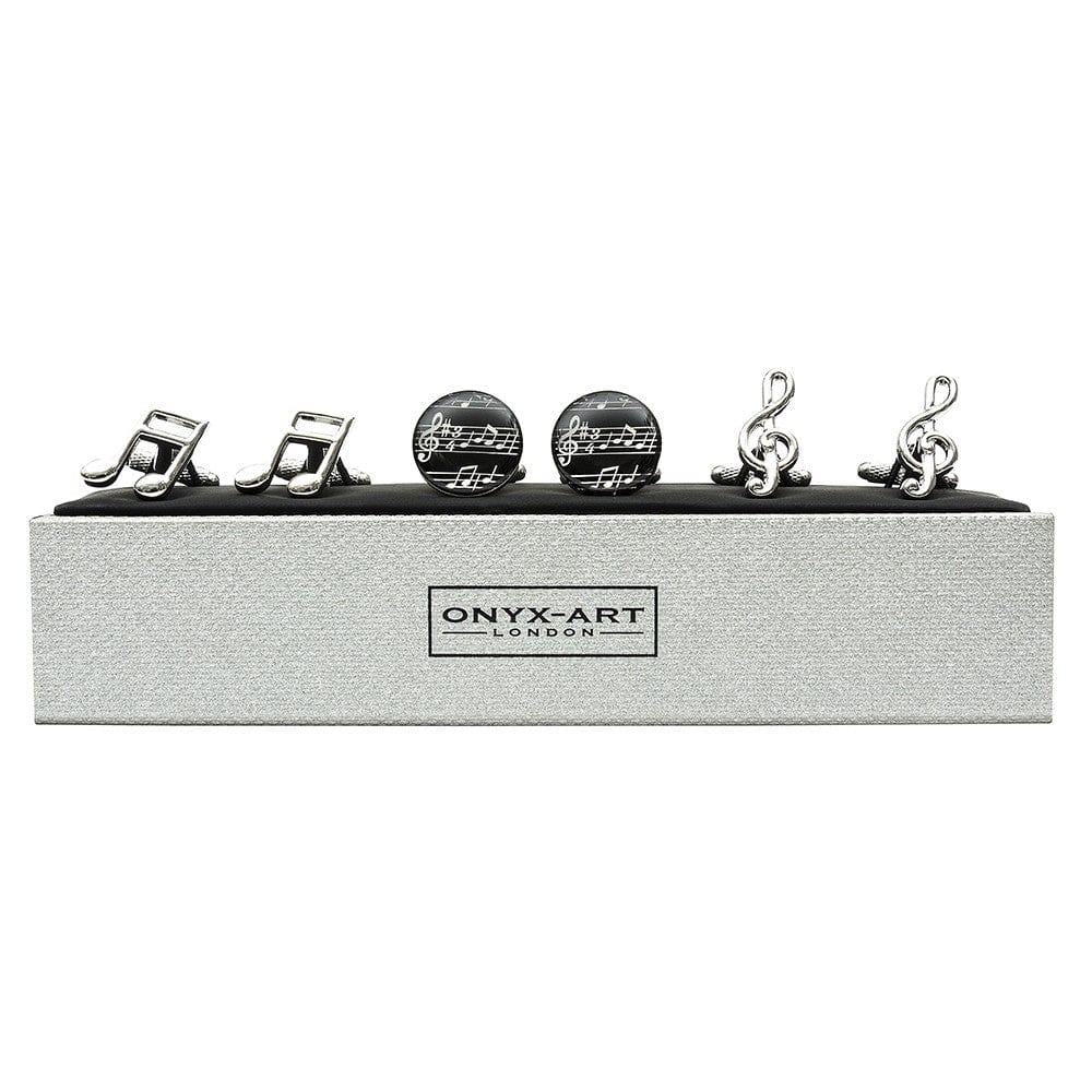 Onyx-Art London Cufflinks Sets Musical Notes Cufflinks 3 Pairs Gift Set