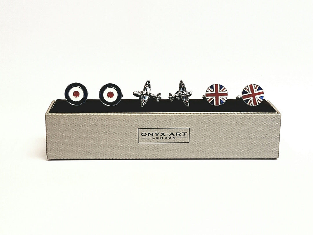 Onyx-Art London Cufflinks Sets RAF Spitfires Cufflinks 3 Pairs Gift Set