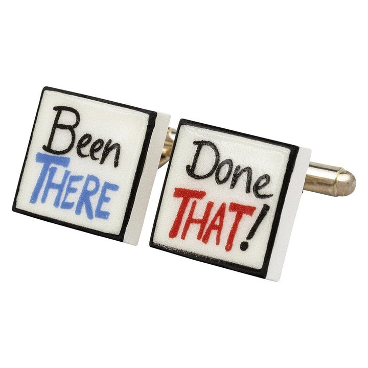 Sonia Spencer England Cufflinks "Been There, Done That" Bone China Cufflinks