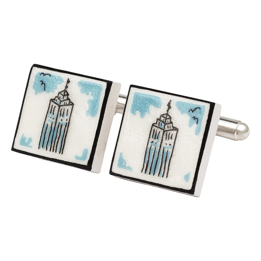 Sonia Spencer England Cufflinks Empire State Building Bone China Cufflinks