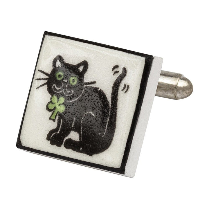 Sonia Spencer England Cufflinks Good Luck Black Cat - Bone China Cufflinks