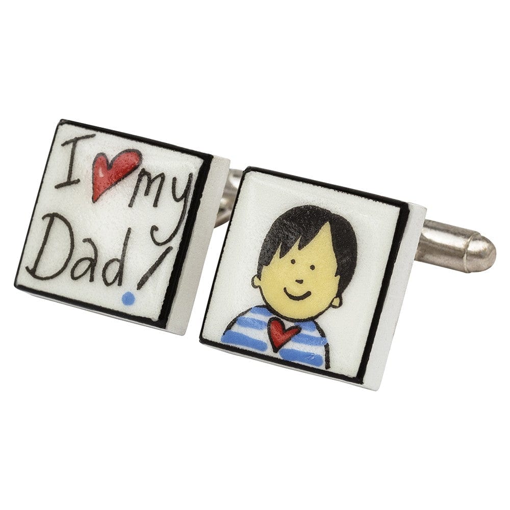 Sonia Spencer England Cufflinks I Heart My Dad! (Asian Boy) Bone China Cufflinks