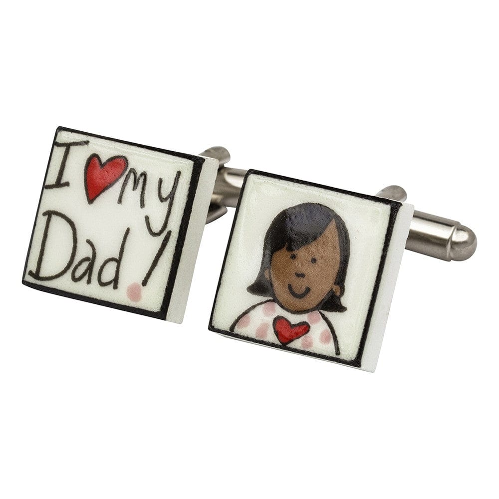 Sonia Spencer England Cufflinks I Love My Dad! (Asian Girl) Bone China Cufflinks