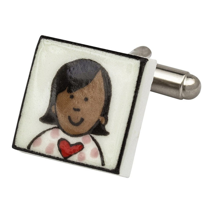 Sonia Spencer England Cufflinks I Love My Dad! (Asian Girl) Bone China Cufflinks