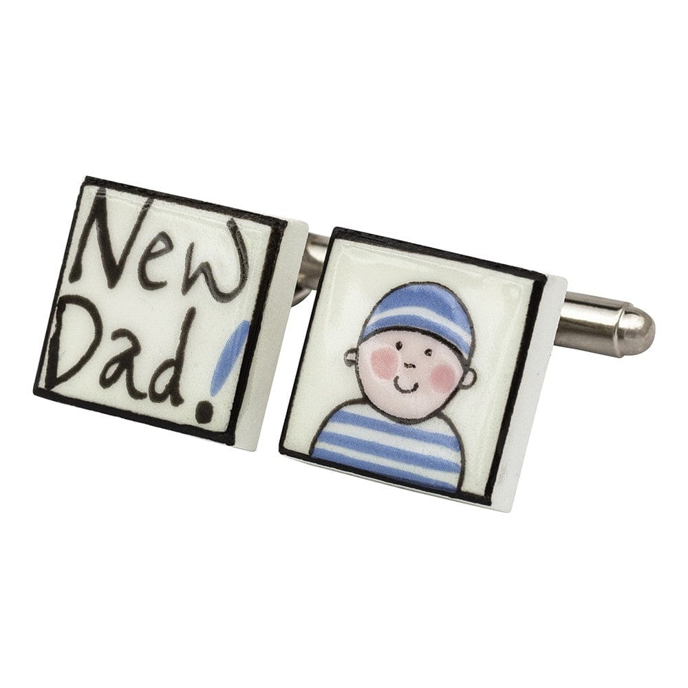 Sonia Spencer England Cufflinks New Dad (Boy) Bone China Cufflinks