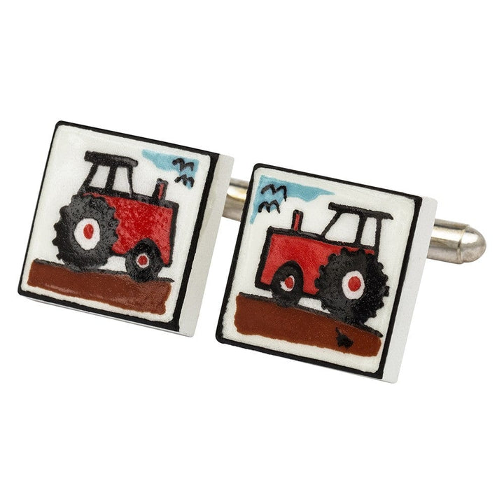 Sonia Spencer England Cufflinks Red Tractor Bone China Cufflinks