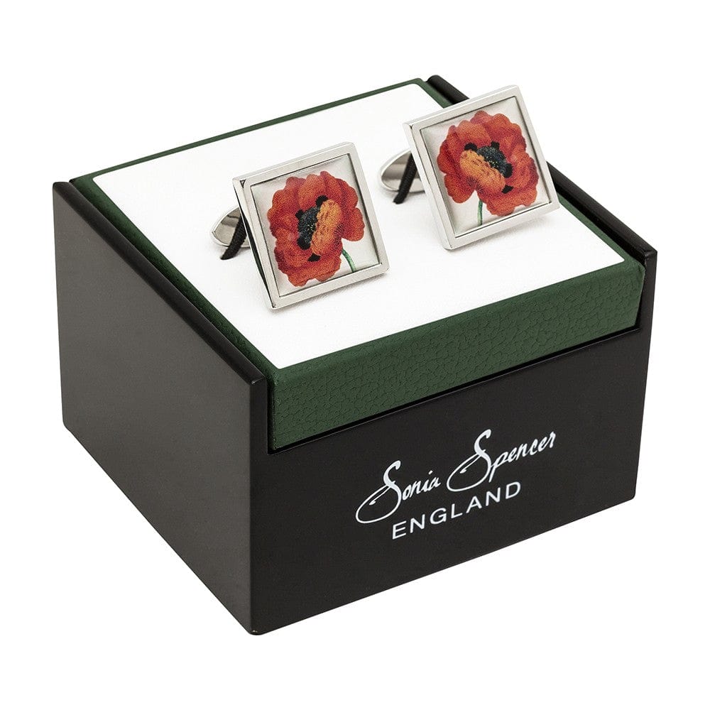 Sonia Spencer England Cufflinks Remembrance Poppy Cufflinks