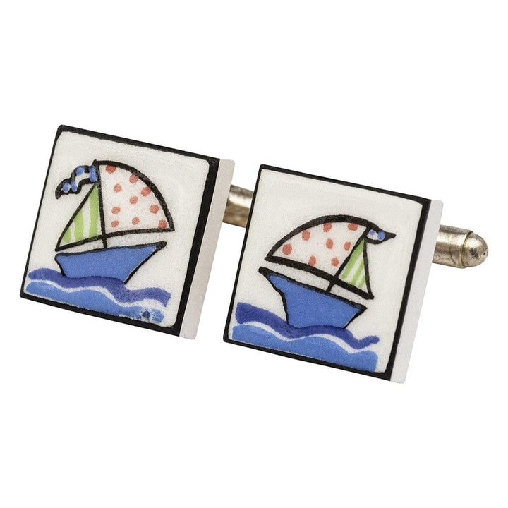 Sonia Spencer England Cufflinks Sailing Yacht Bone China Cufflinks