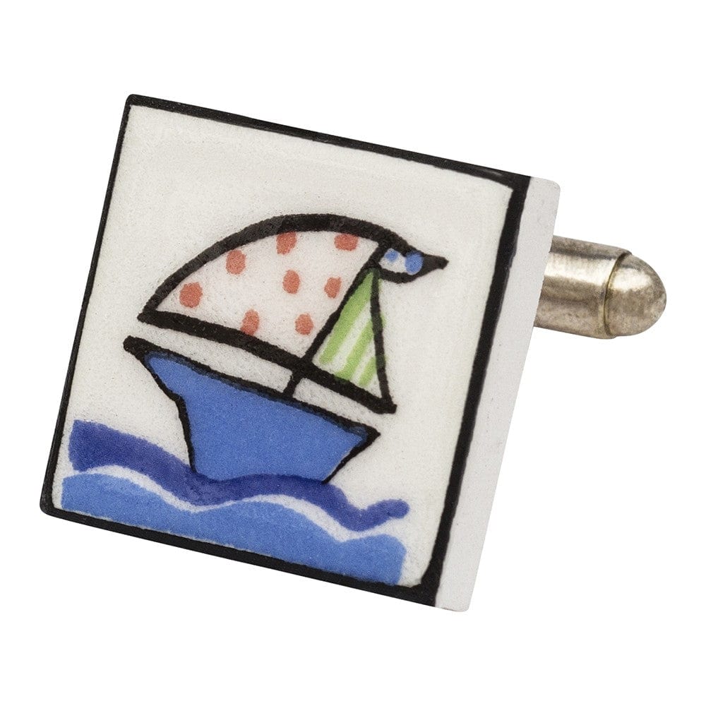 Sonia Spencer England Cufflinks Sailing Yacht Bone China Cufflinks