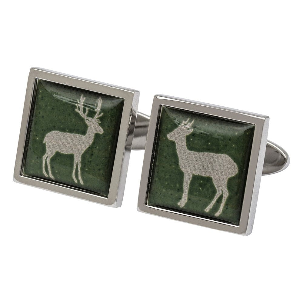 Sonia Spencer England Cufflinks Stag and Doe on Green Cufflinks