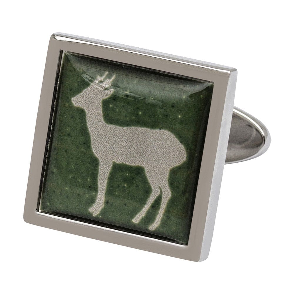 Sonia Spencer England Cufflinks Stag and Doe on Green Cufflinks