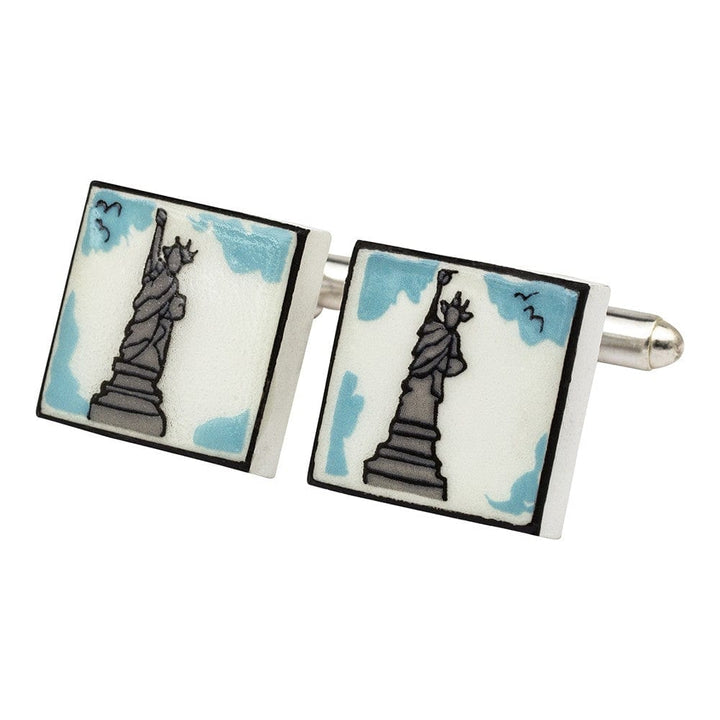 Sonia Spencer England Cufflinks Statue of Liberty Bone China Cufflinks