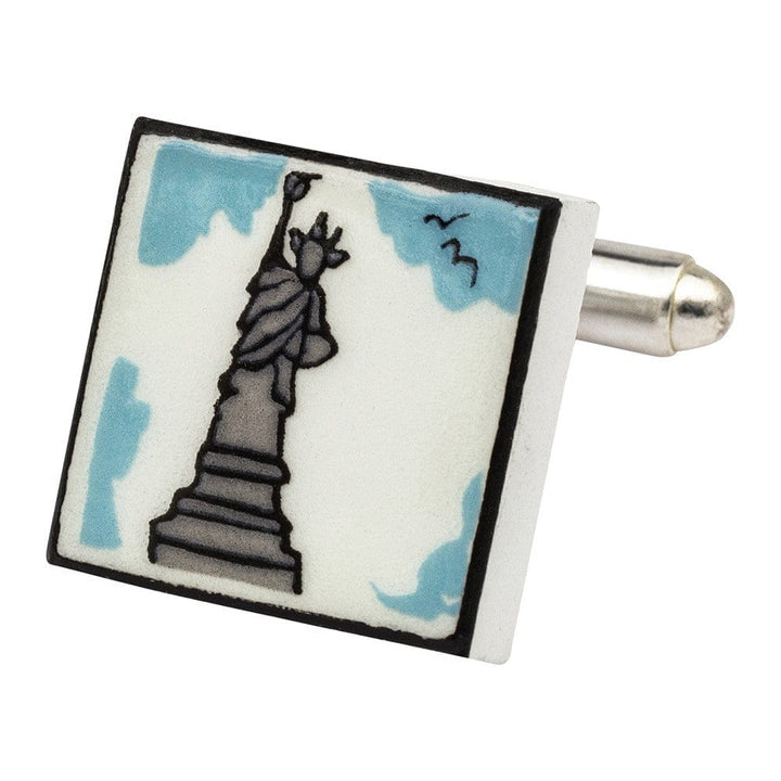 Sonia Spencer England Cufflinks Statue of Liberty Bone China Cufflinks