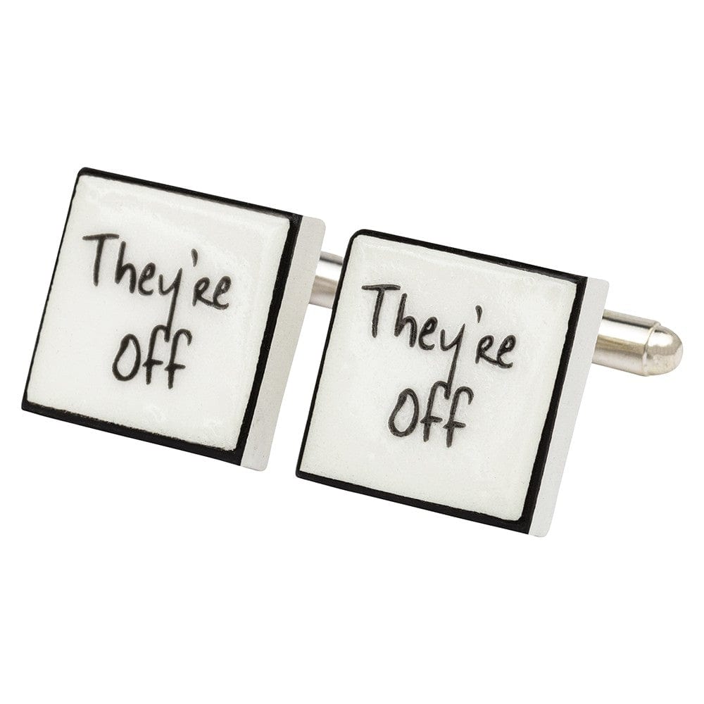 Sonia Spencer England Cufflinks "They're Off" Bone China Cufflinks