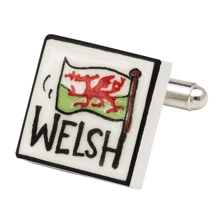 Sonia Spencer England Cufflinks Trust Me I'm Welsh Bone China Cufflinks