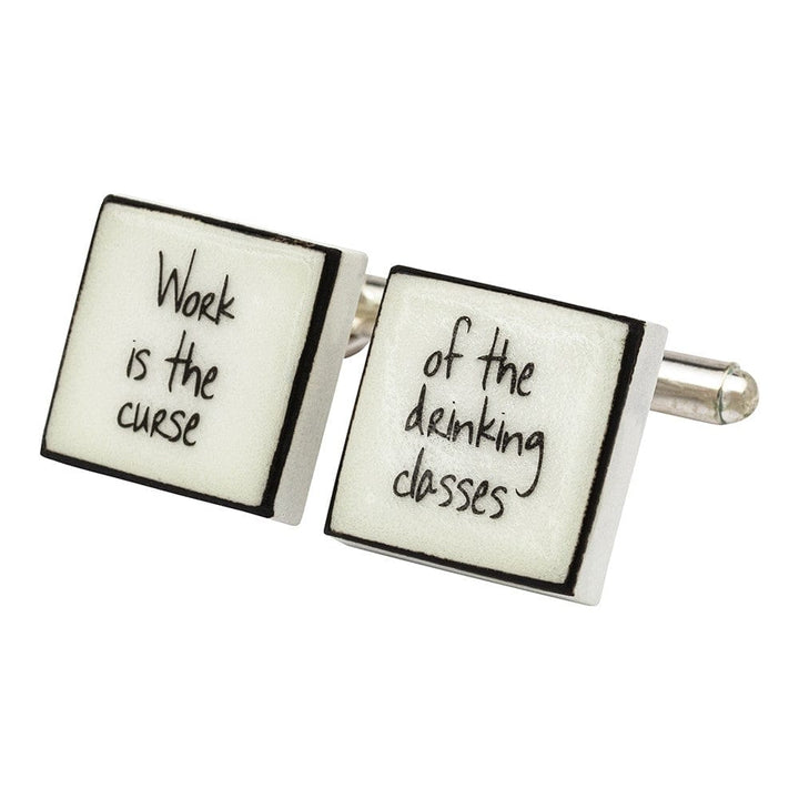 Sonia Spencer England Cufflinks "Work Is The Curse" Bone China Cufflinks