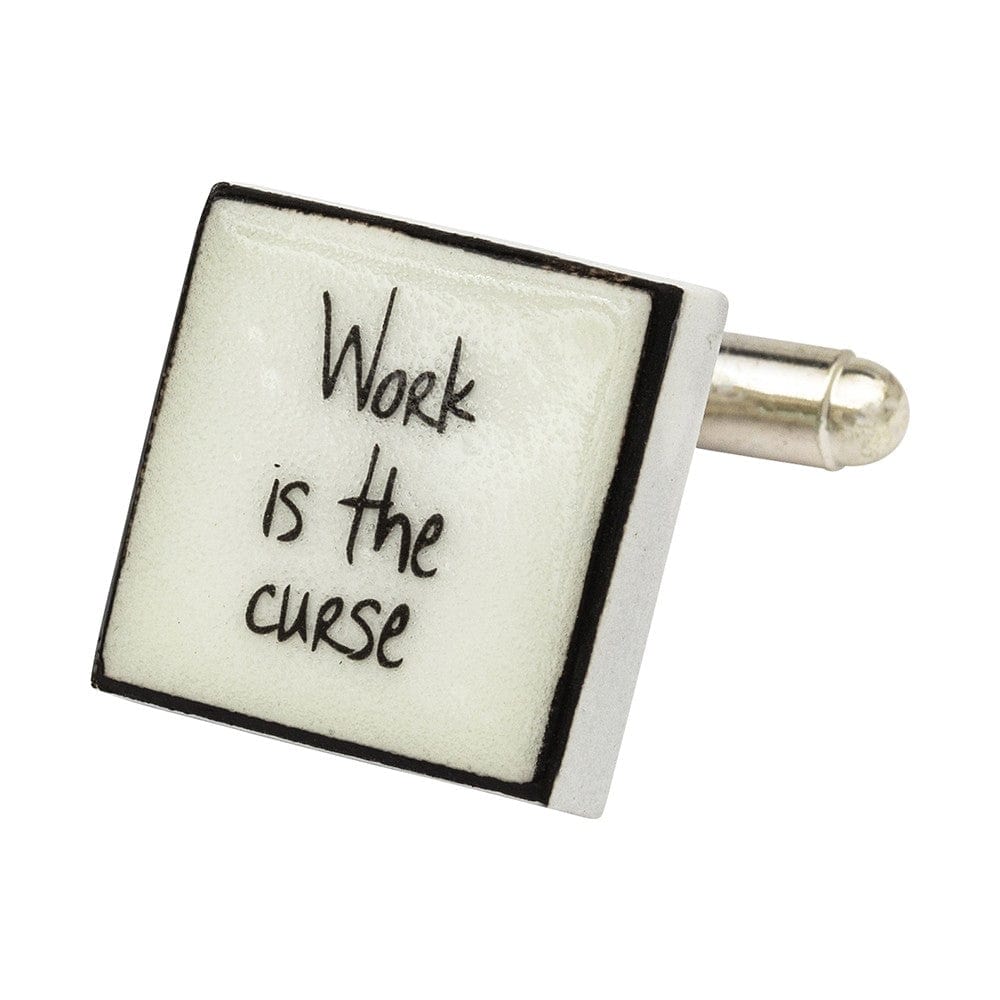 Sonia Spencer England Cufflinks "Work Is The Curse" Bone China Cufflinks