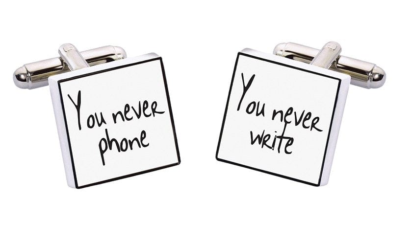 Sonia Spencer England Cufflinks "You Never Phone/You Never Write" Bone China Cufflinks