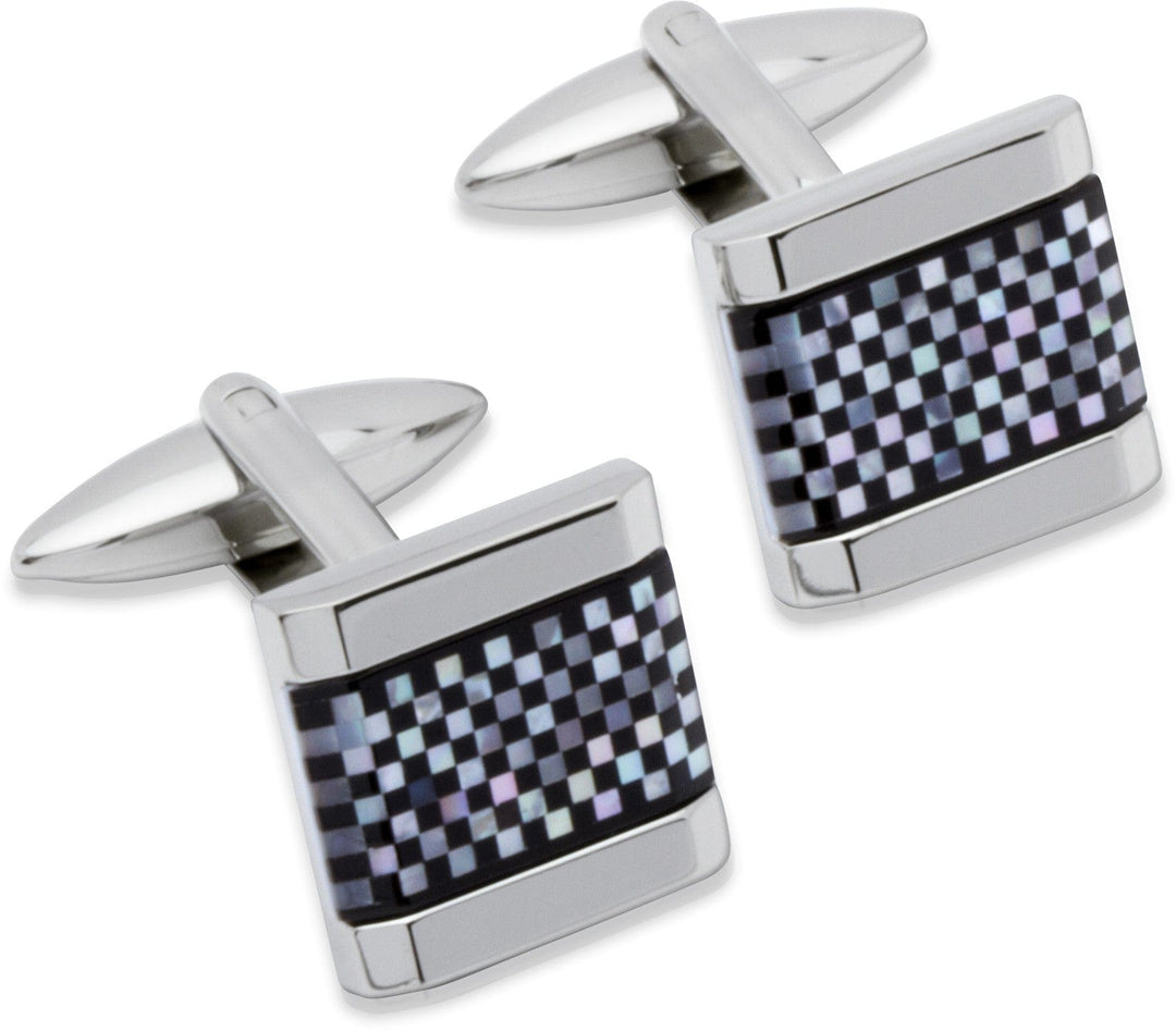 Unique & Co Cufflinks Onyx and Mother of Pearl Chequer Designer Cufflinks